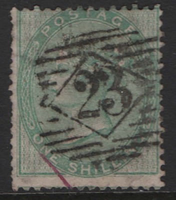 gb-1856-1s-green-sg72-very-good-used-odd-nibbled-perf-cat-350