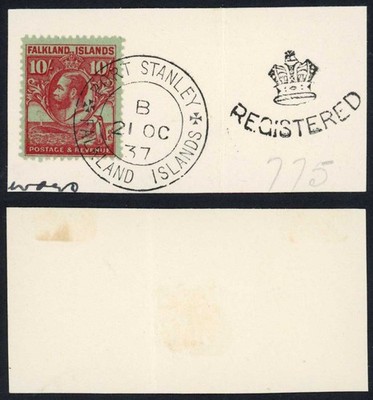 falkland-islands-sg125-1929-10-whale-and-penguin-on-registered-piece-cat-300
