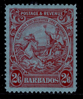 barbados-gv-sg238a-2s-6d-carmine-blue-lh-mint-cat-35