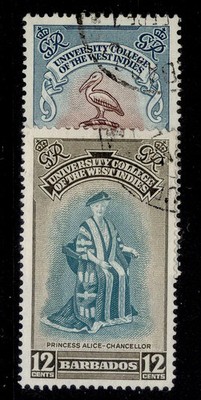 barbados-gvi-sg283-284-1951-bwi-university-college-set-fine-used