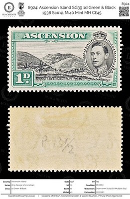 8924-ascension-island-sg39-1d-green-black-1938-sc-41-mi40-mint-mh-c45