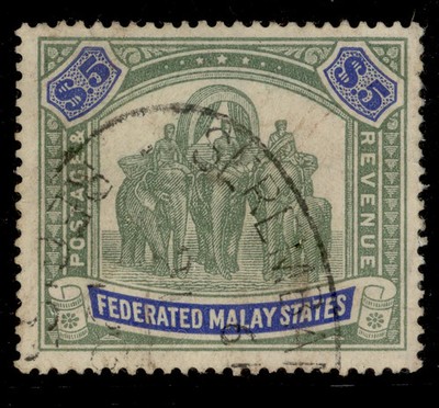 malaysia-federated-malay-gv-sg80-5-green-blue-used-cat-325