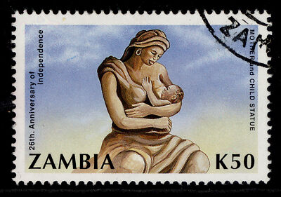 zambia-qeii-sg624-1990-50k-mother-child-statue-fine-used