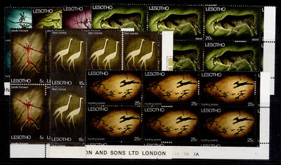 lesotho-qeii-sg160-166-1968-rock-paintings-set-nh-mint-marginal-blocks-x-6