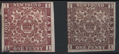 newfoundland-1862-1d-chocolate-brown-sg16-mint-nearly-4-margins-plus-1d-forgery