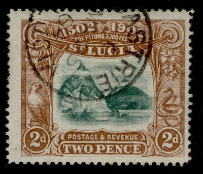 st-lucia-edvii-sg63-2d-green-brown-fine-used