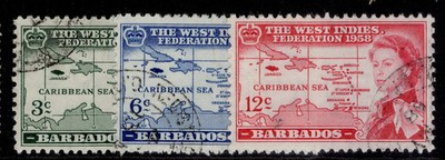 barbados-qeii-sg303-305-1958-inauguration-set-fine-used