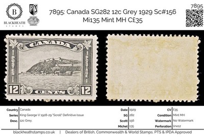 7895-canada-sg282-12c-grey-1929-sc-156-mi135-mint-mh-c35