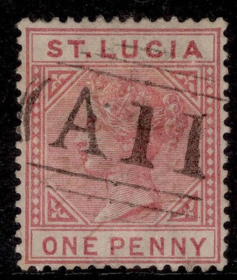 st-lucia-qv-sg32-1d-carmine-rose-fine-used-cat-20