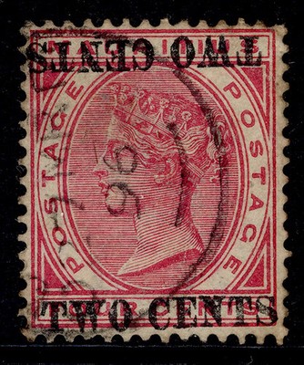 mauritius-qv-sg118c-2c-on-4c-carmine-fine-used-cat-90-surch-double-one-inv