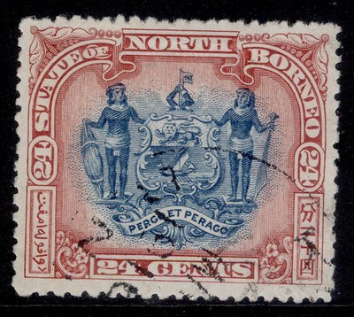 north-borneo-qv-sg109-24c-blue-lake-fine-used-cat-130