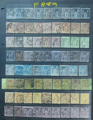 france-1877-pax-mercur-type-ii-u-n-selection-dup-col-vars-used-fr89