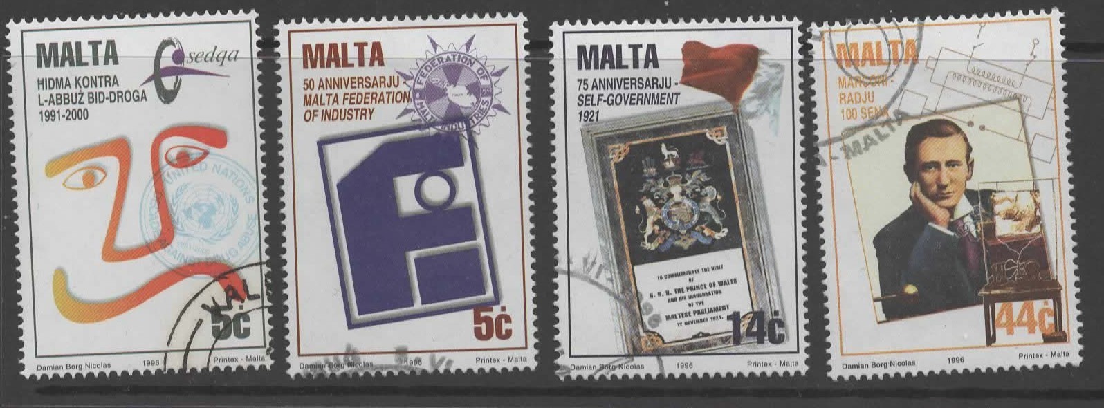 malta-sg1018-21-1996-anniversaries-and-events-used