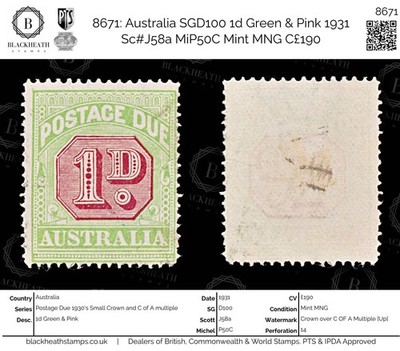 8671-australia-sgd100-1d-green-pink-1931-sc-j58a-mip50c-mint-mng-c190
