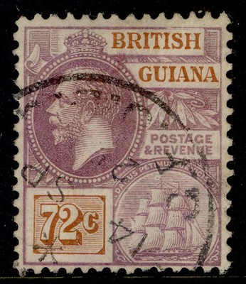 british-guiana-gv-sg281-72c-dull-purple-orange-brown-fine-used-cat-85-cds