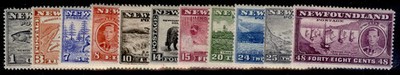 canada-newfoundland-gvi-sg257-267-1937-coronation-issue-set-m-mint-cat-60