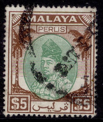 malaysia-perlis-gvi-sg27-5-green-brown-used-cat-140