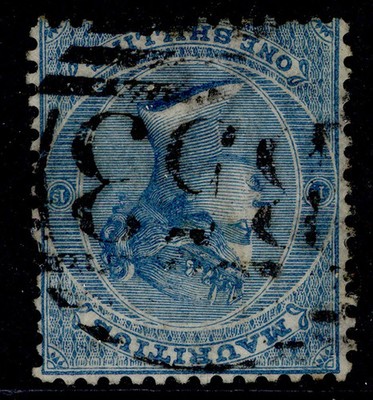 mauritius-qv-sg69w-1s-blue-used-cat-95-wmk-inverted