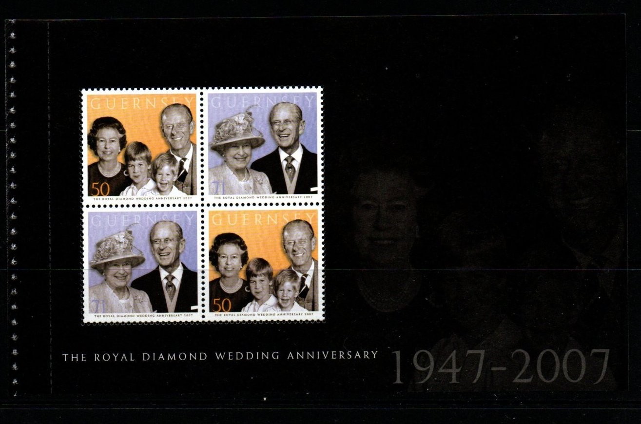 guernsey-sg1178a-2007-diamond-wedding-booklet-pane-mnh