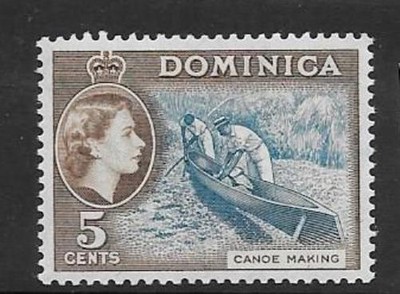 dominica-sg147-1957-5c-light-blue-sepia-brown-mtd-mint