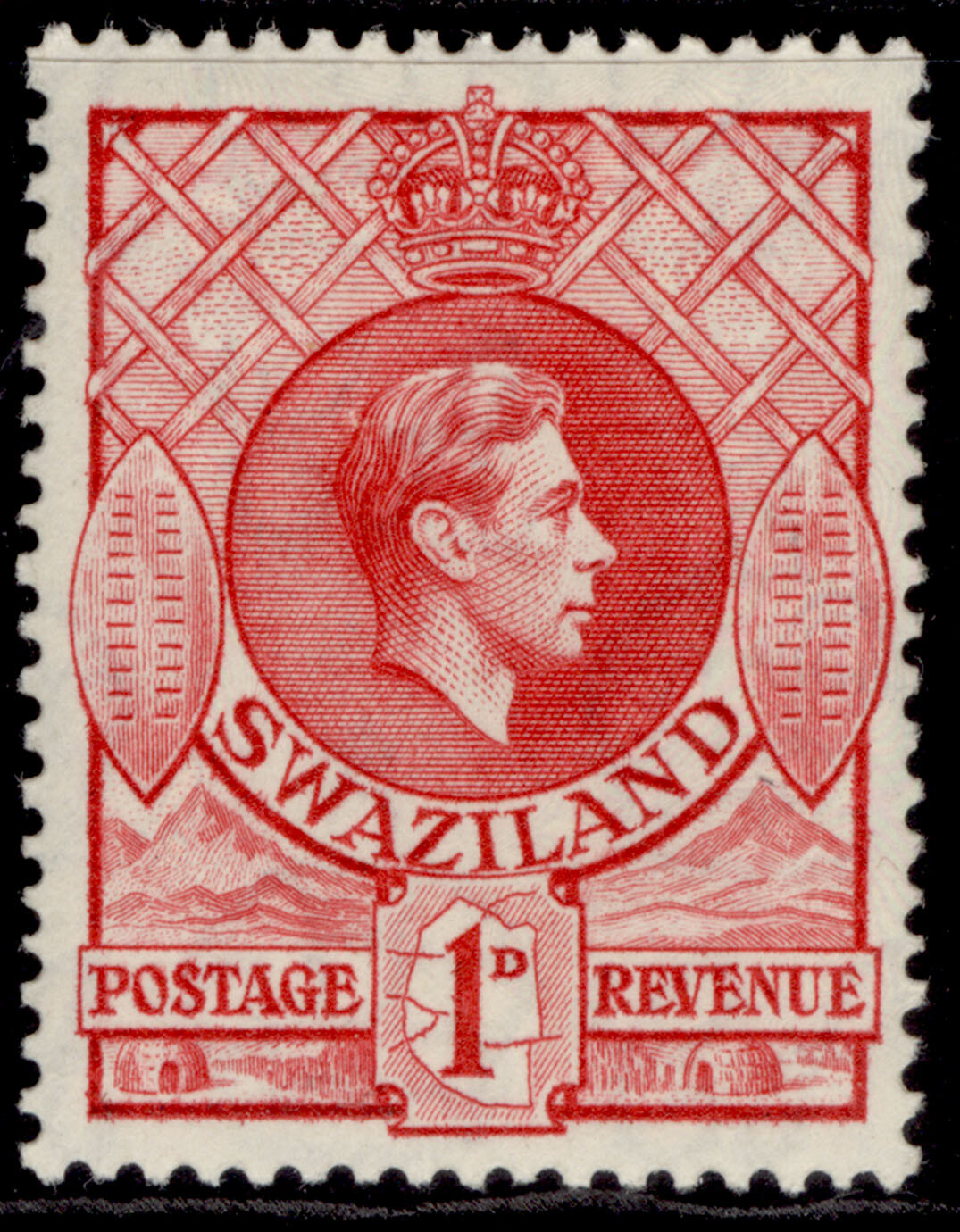 swaziland-gvi-sg29-1d-rose-red-m-mint