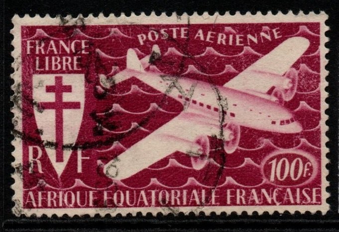french-equatorial-africa-sg184-1941-100f-free-french-issue-air-stamp-fine-used