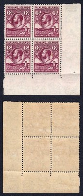 falkland-is-sg121a-6d-reddish-purple-line-perf-block-m-m-cat-200-pounds