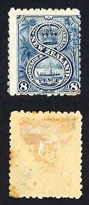 new-zealand-sg313a-8d-steel-blue-wmk-perf-11-m-m-toned-cat-80-pounds