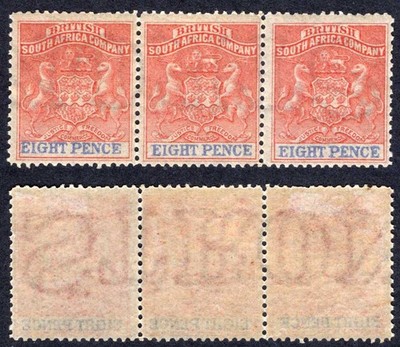 rhodesia-sg23-8d-rose-lake-and-ultramarine-strip-m-m-cat-66-pounds