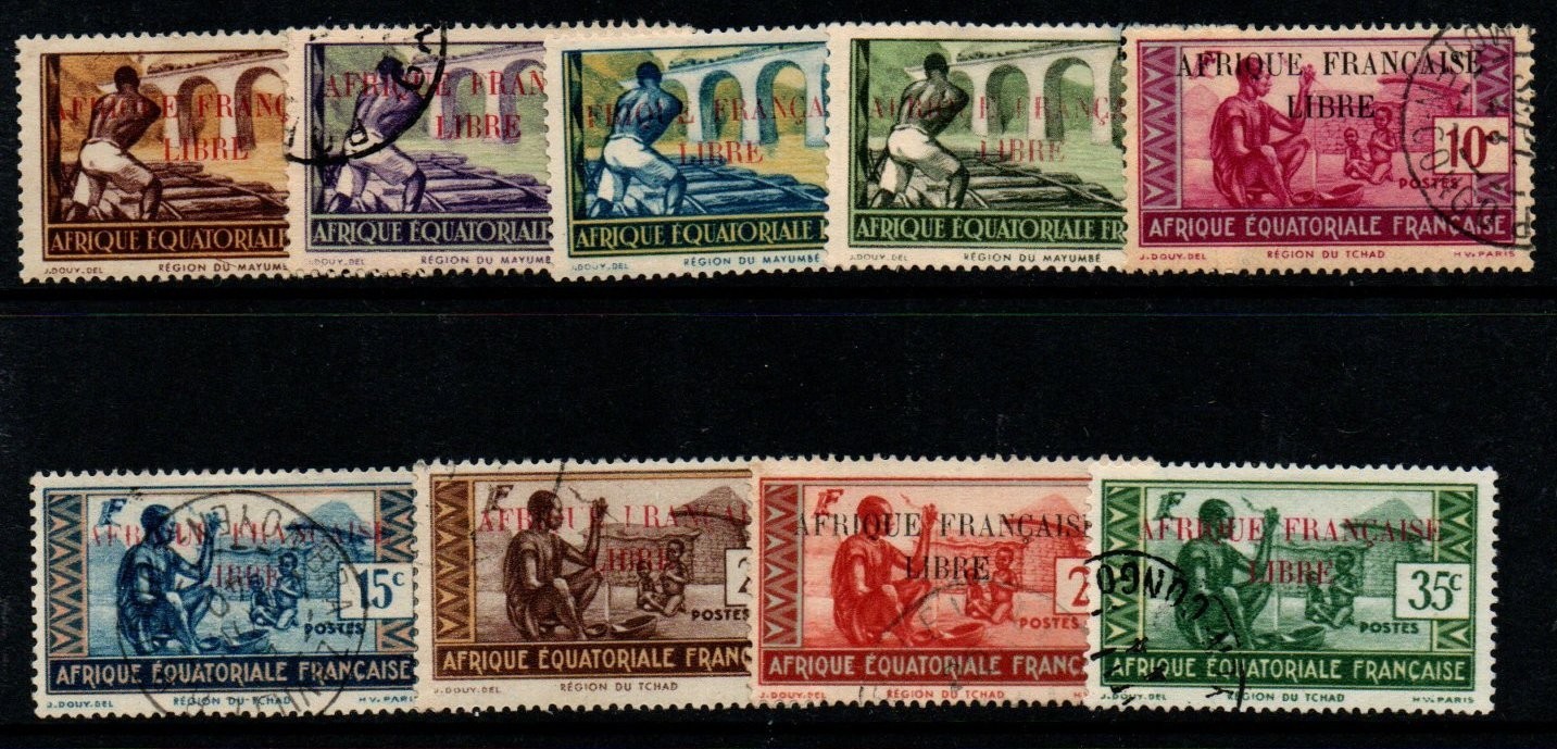 french-equatorial-africa-sg109-17-1940-overprinted-afrique-francaise-libre-used