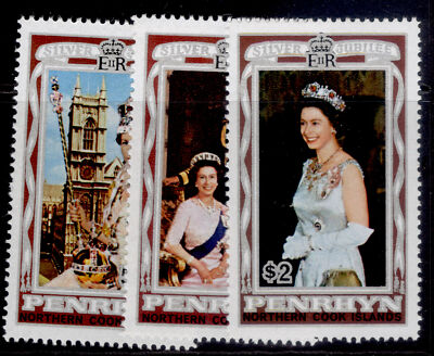 cook-islands-penrhyn-island-qeii-sg100-102-1977-silver-jubilee-set-nh-mint