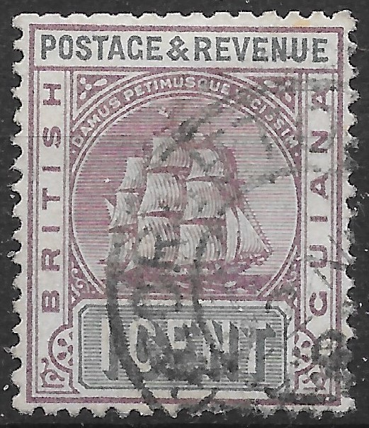 british-guiana-sg193-1889-1c-dull-purple-slate-grey-used
