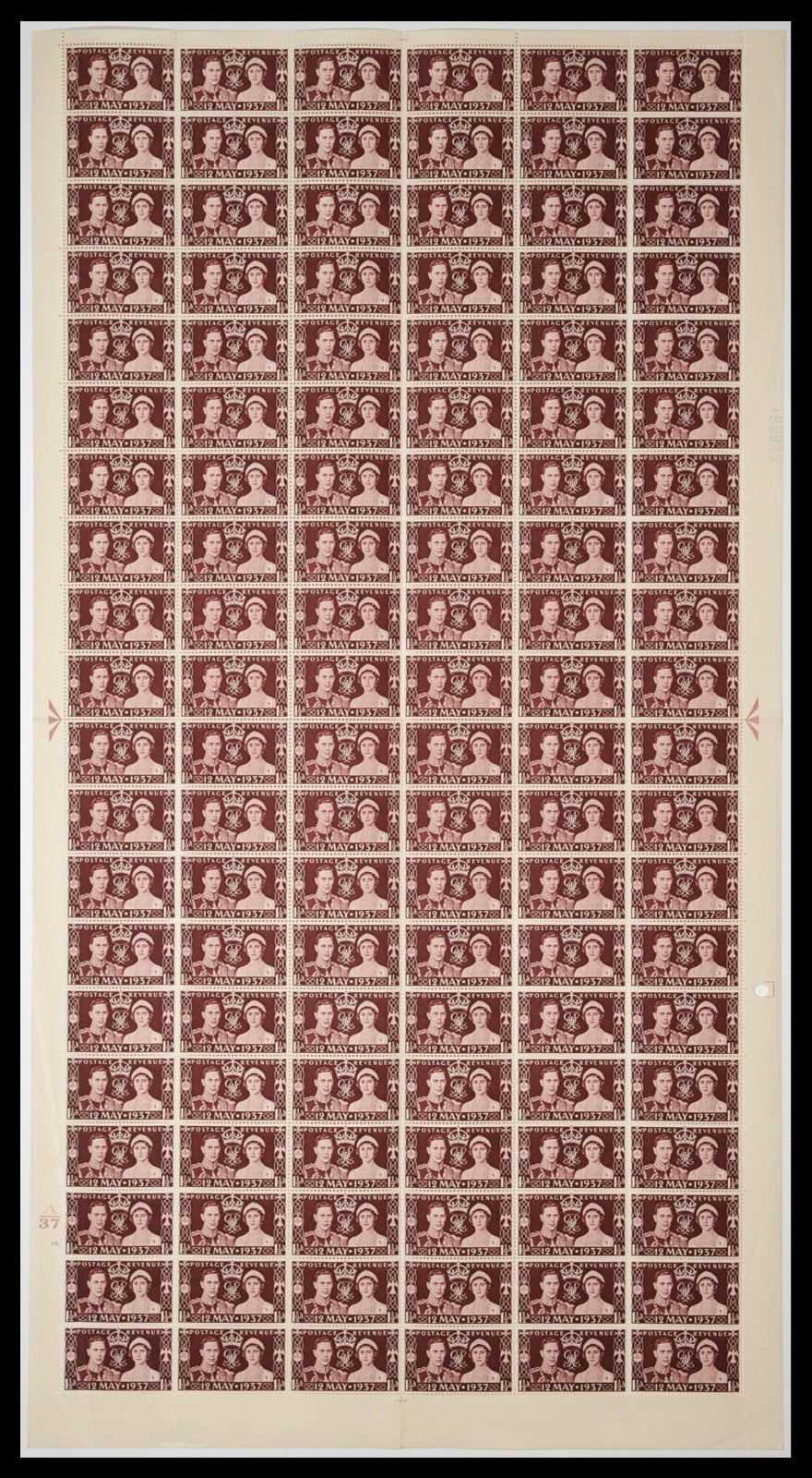 1937-1d-george-vi-coronation-full-sheet-cylinder-a37-30-no-dot-unmounted-mint