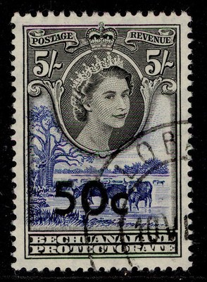 bechuanaland-protectorate-qeii-sg166-50c-on-5s-black-violet-blue-fine-used
