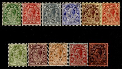 turks-caicos-islands-gv-sg129-139-1913-21-complete-set-fine-used-cat-120