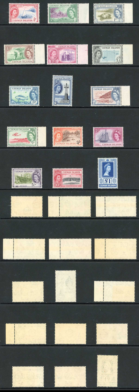 cayman-is-sg148-61a-1953-set-of-15-fresh-colour-u-m-cat-130-pounds