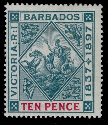 barbados-qv-sg123-10d-blue-green-carmine-m-mint-cat-75