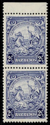 barbados-gvi-sg251bb-2d-blue-nh-mint-cat-110-pair-with-mark-on-ornament