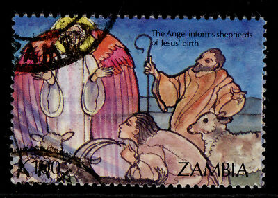 zambia-qeii-sg711-1992-100k-angels-shepherds-fine-used