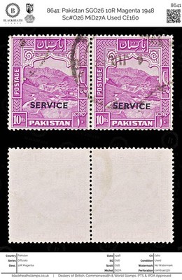 8641-pakistan-sgo26-10r-magenta-1948-sc-o26-mid27a-used-c160