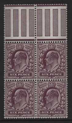 gb-1911-6d-deep-plum-chalky-paper-sg303-unmounted-mint-pillar-marginal-block