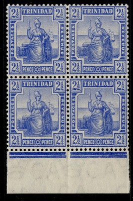 trinidad-edvii-sg148-2d-blue-nh-mint-cat-100-block-x4