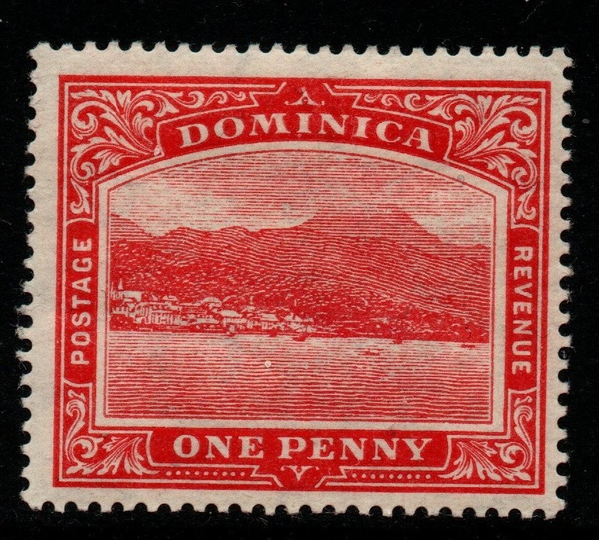 dominica-sg48bw-1916-1d-scarlet-wmk-crown-to-left-of-ca-mtd-mint