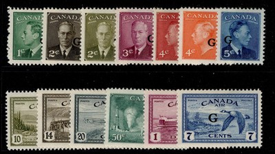 canada-gvi-sg-o178-o190-1950-52-complete-set-m-mint-cat-200
