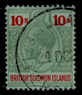 british-solomon-islands-gv-sg37-10s-green-red-green-fine-used-cat-95-cds