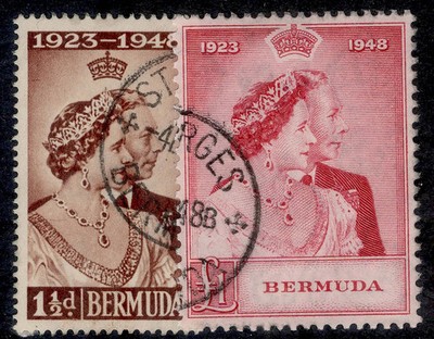 bermuda-gvi-sg125-126-1948-royal-silver-wedding-set-fine-used-cat-55