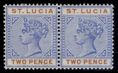 st-lucia-qv-sg45-2d-ultramarine-orange-vlh-mint-cat-20-pair
