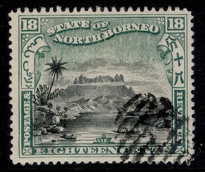 north-borneo-qv-sg108d-18c-black-green-fine-used-cat-10-cto