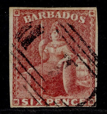 barbados-qv-sg11-6d-pale-rose-red-fine-used-cat-130