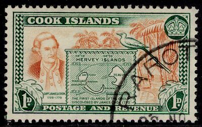 cook-islands-gvi-sg151-1d-chestnut-green-fine-used